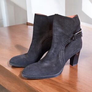Tod’s Black Suede Ankle Boots with Buckle